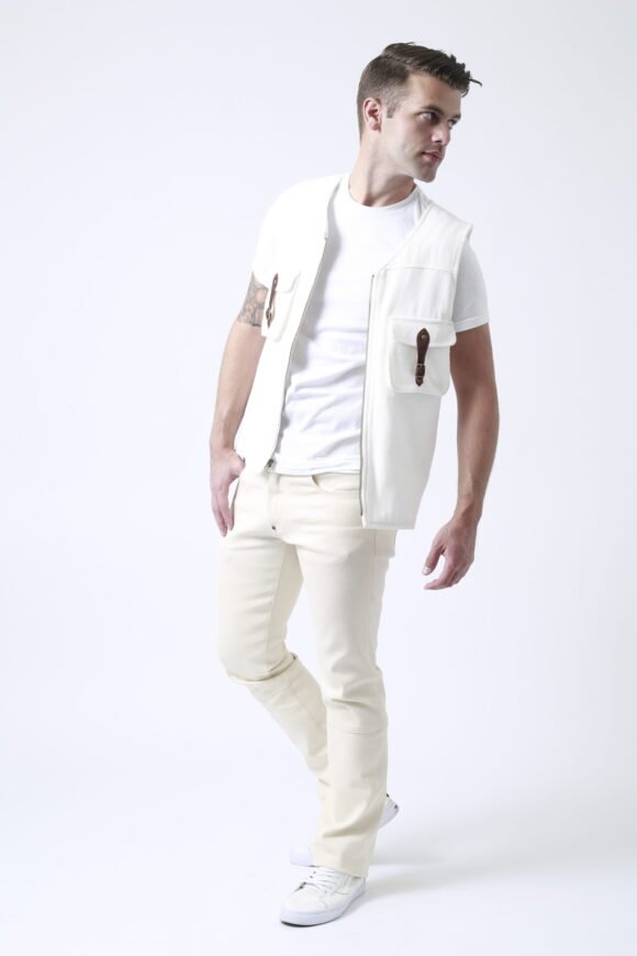 Vintage-Inspired Utility Vest – Ecru - Image 3