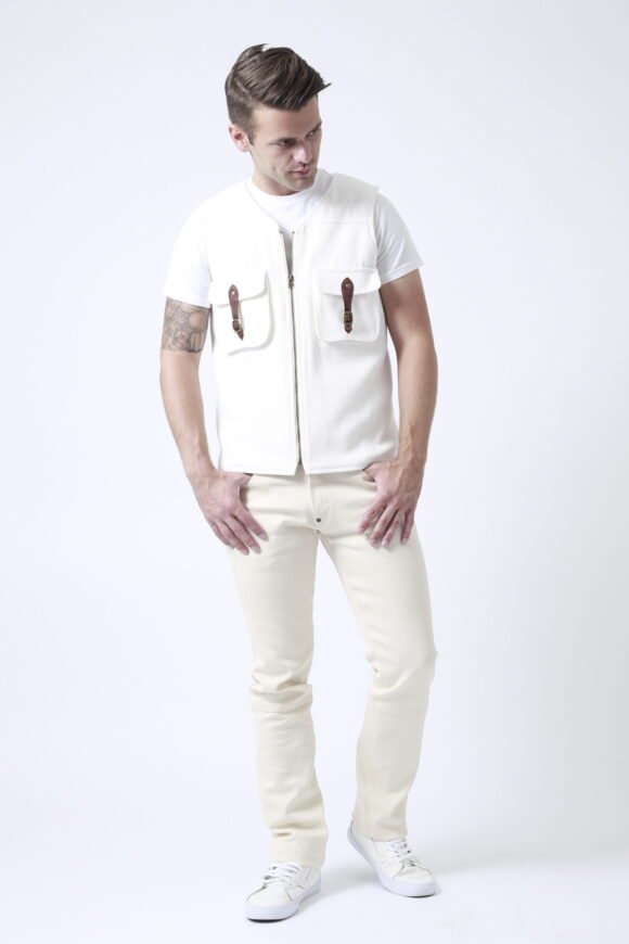 Vintage-Inspired Utility Vest – Ecru - Image 2