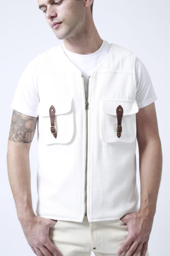 Vintage-Inspired Utility Vest – Ecru